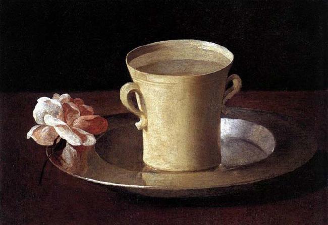 Francisco de Zurbaran Cup of Water and a Rose on a Silver Plate oil painting image